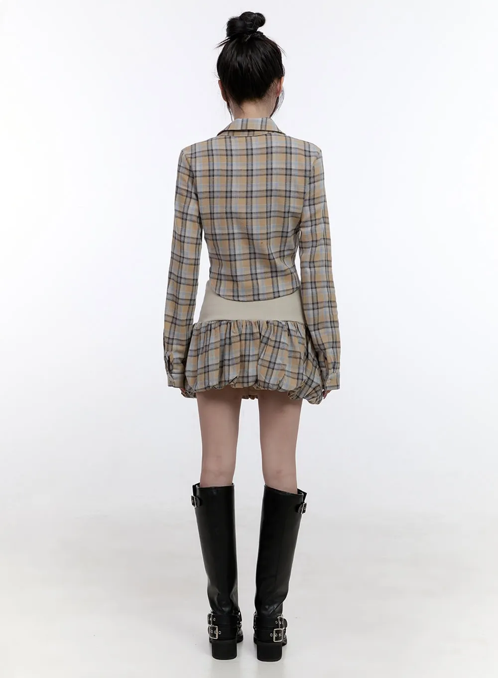 Ribbon Detailed Check Mini Skirt CO418