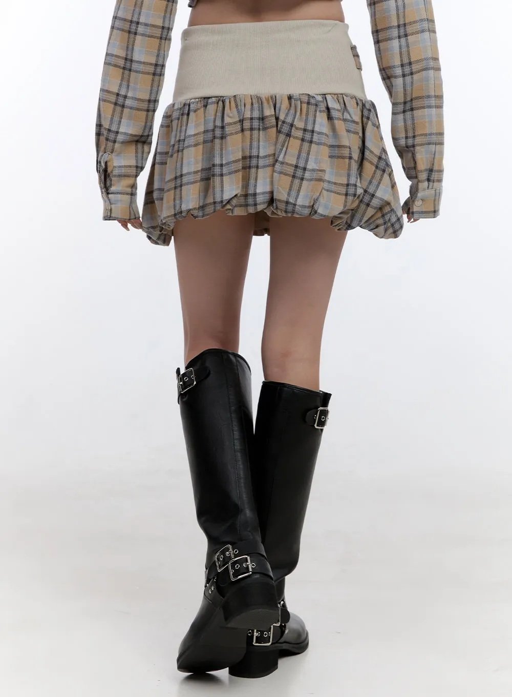 Ribbon Detailed Check Mini Skirt CO418