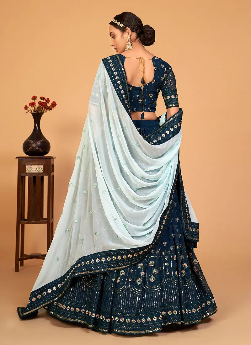 Royal Blue Sequence Wedding Lehenga Choli