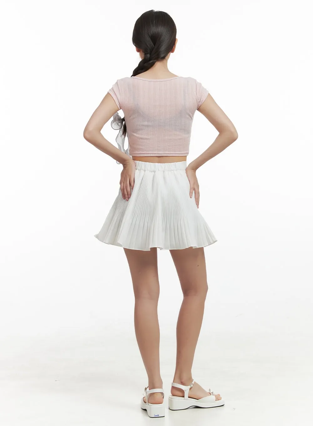 Solid Flare Banded Mini Skirt OG407