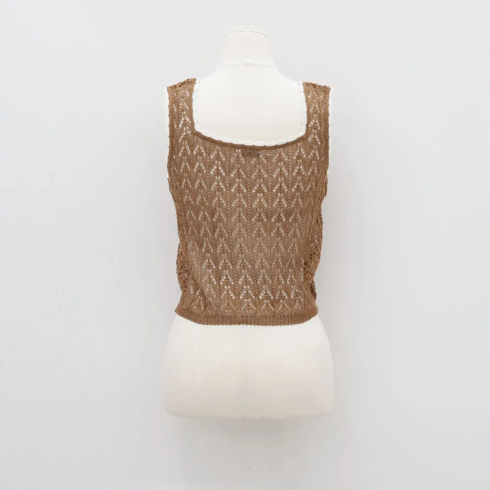 Square Neck Mesh Knit Tank Top CA19