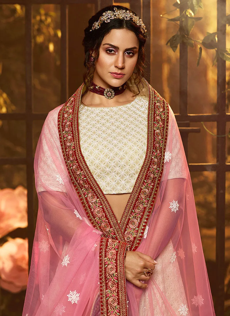 White And Pink Wedding Lehenga Choli