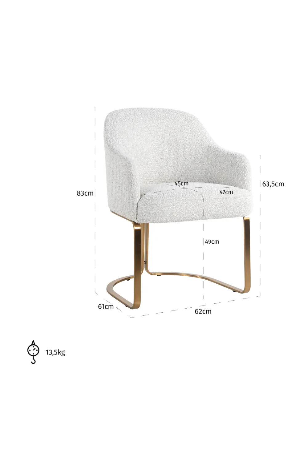 White Bouclé Modern Dining Chair | OROA Hadley