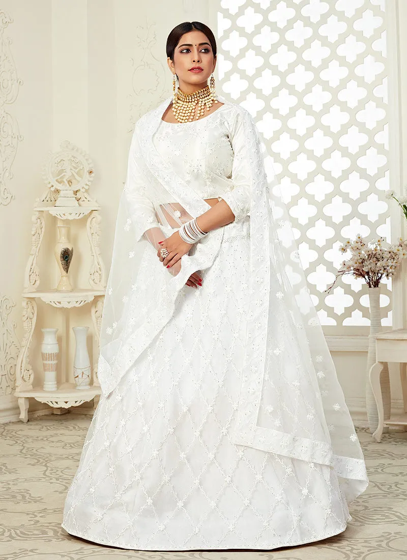 White Embroidered Festival Lehenga Choli