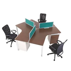 Workstation Table with Aluminum Panel  & Drawer Pedestal, Metal Leg