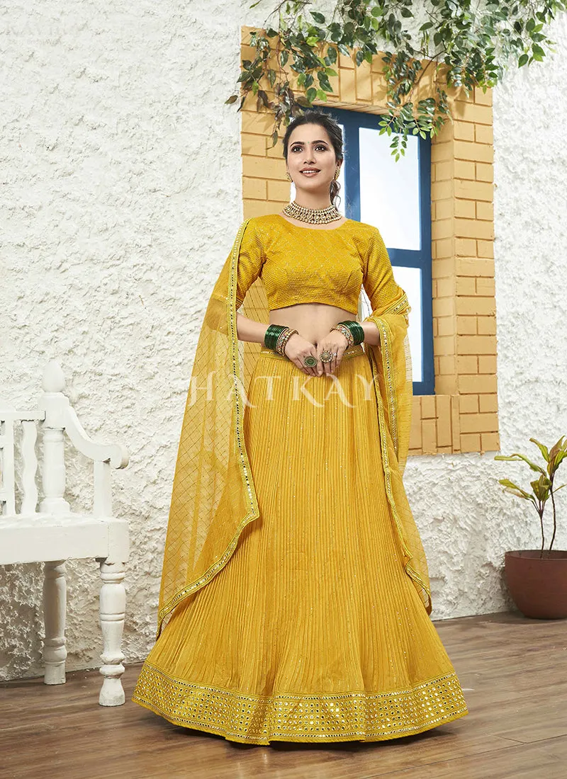 Yellow Embroidered Bollywood Lehenga Choli