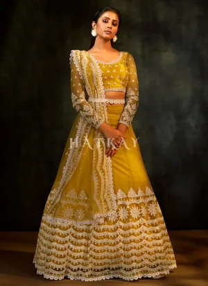 Yellow Foil Sequence Embroidered Designer Lehenga Choli