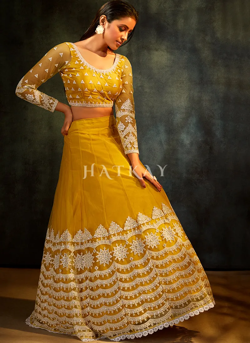 Yellow Foil Sequence Embroidered Designer Lehenga Choli