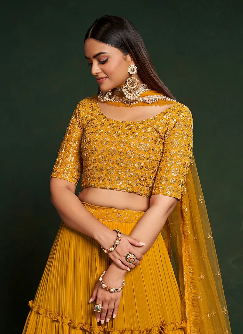 Yellow Sequence Embroidered Festive Lehenga Choli