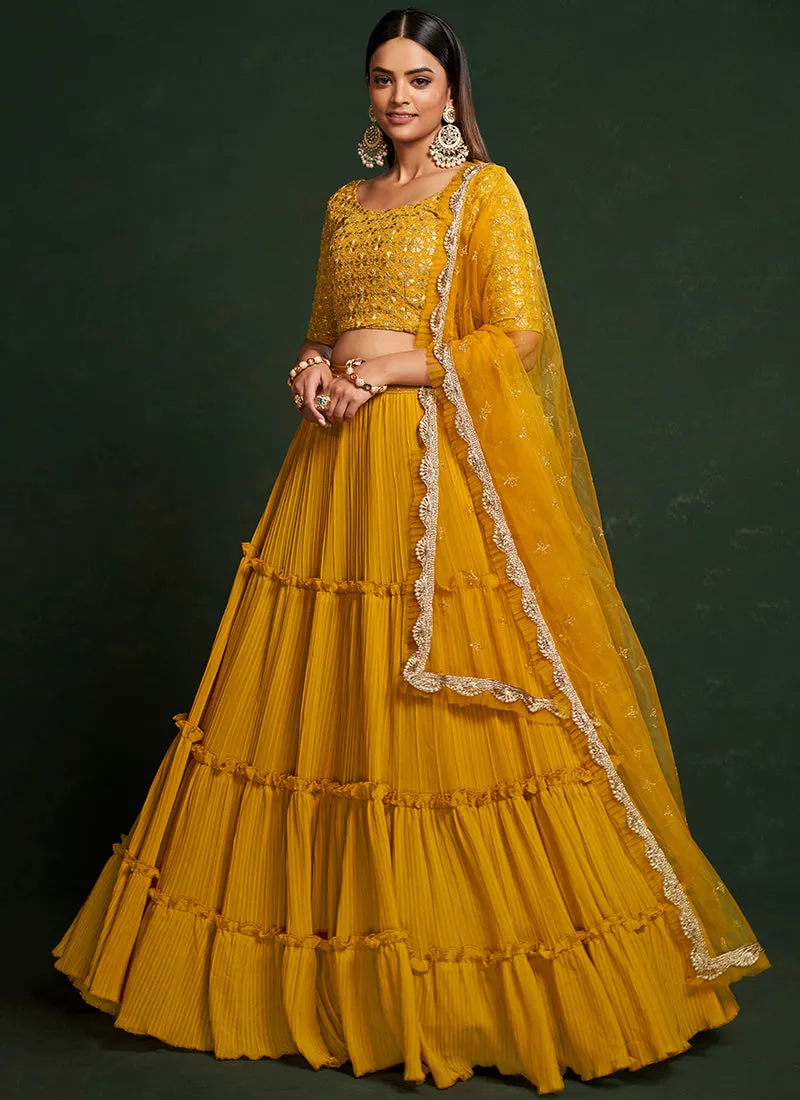 Yellow Sequence Embroidered Festive Lehenga Choli