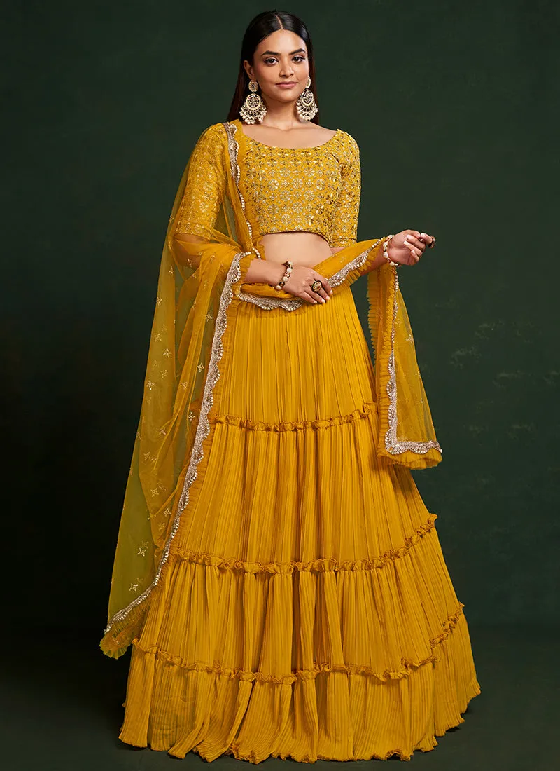 Yellow Sequence Embroidered Festive Lehenga Choli