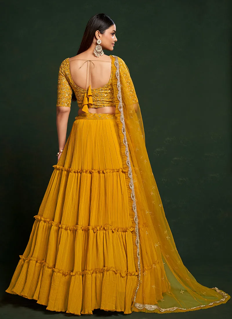 Yellow Sequence Embroidered Festive Lehenga Choli