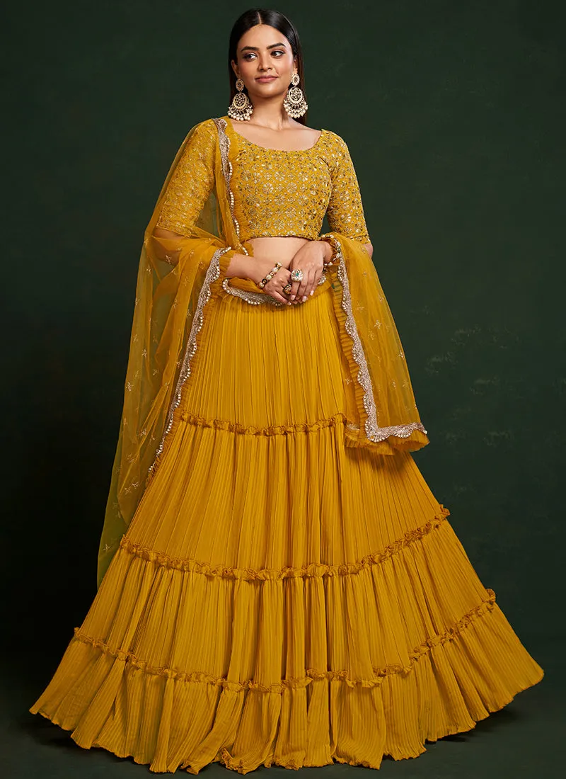 Yellow Sequence Embroidered Festive Lehenga Choli