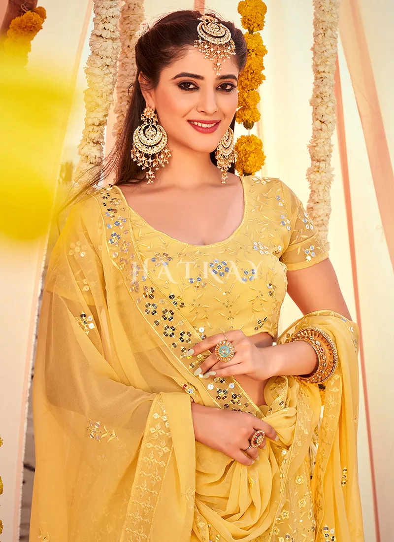 Yellow Sequence Embroidered Wedding Lehenga Choli