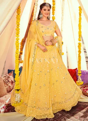 Yellow Sequence Embroidered Wedding Lehenga Choli