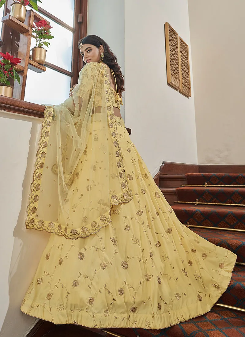 Yellow Sequence Embroidery Festive Lehenga Choli