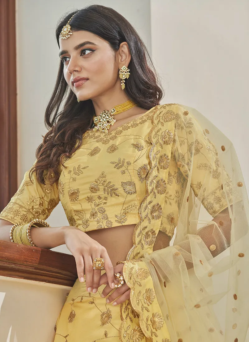 Yellow Sequence Embroidery Festive Lehenga Choli