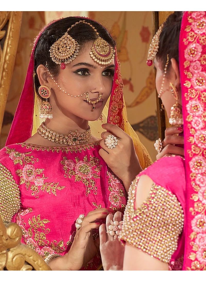 Yellow Tones With Pink Contrast Traditional Lehenga Choli Set